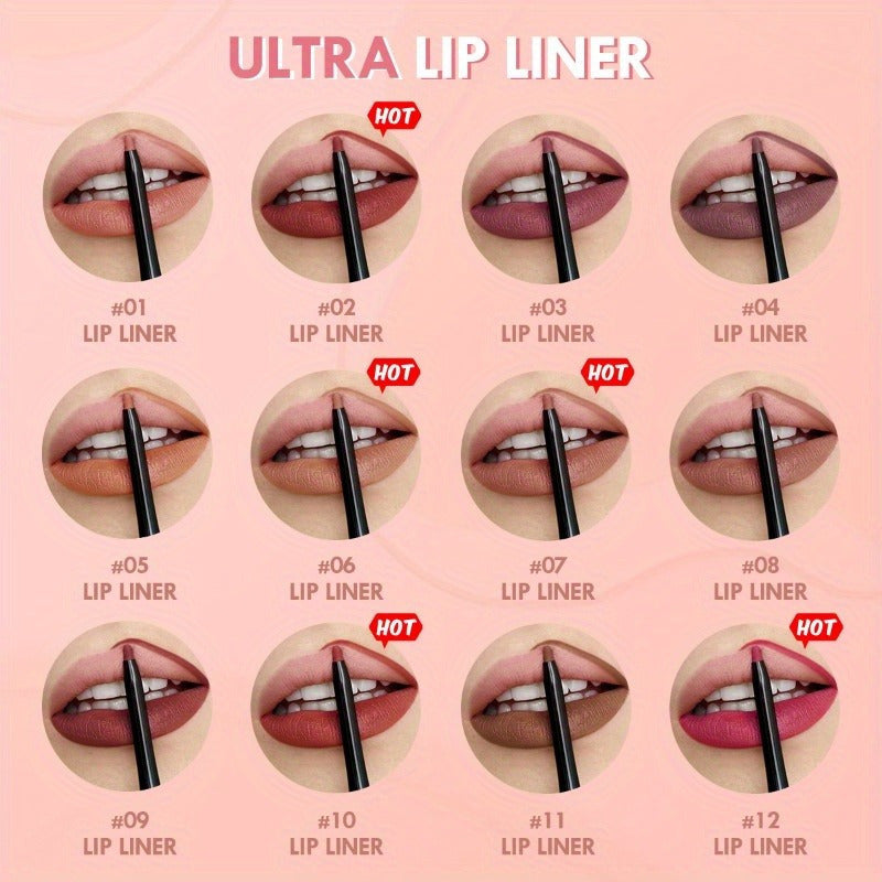 12pcs/Set Multi-Functional Lipliner Pencil Long Lasting Waterproof Lip Eye Brow Cosmetic Makeup Colorful Lip Liner Pens Easter Makeup